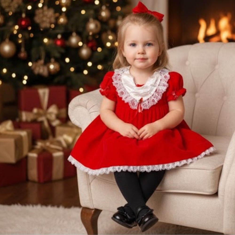 Cutest One Elegant Red Velvet Dress